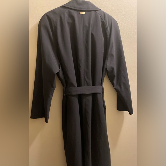 Vintage St John Collection Marie Gray Women Size 16 Long Rain Trench Coat Black - Picture 4 of 10